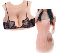 Silicone Breastplate, Full Silicone Breastplate with Round Collar, Realistic Fake Boobs Chest Shaper for Crossdressers, Drag Queen, Cosplay