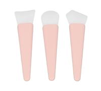 Silicone Brush Applicator Kit Soft Reusable Lightweight Makeup Brushes Tools for Home Travel Party 3Pcs Set (Champagne)