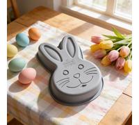 Silicone Bunny Cake Mold Baking Pan,Easter Bunny Cake Mold,Reusable Cake Pan for Kitchen Creation Fun, Holiday Birthday Party Cake Baking Pans (Gray)