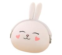 Silicone Bunny Purse Key Holder Clutch Girls Wallet Cute Small Bags Earphone Cable Storage Bags 11 Pro Max Wallet Case Wireless Charging (White, One Size)