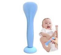 Silicone Butt Cream Spatula - Flexible Diaper Paste Applicator, Hygienic Babes Bum Brush, Suction Base Beige Sky Blue Gray | Gentle Skincare Tool For Girls Boys Ointment