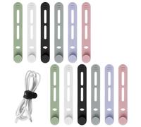 Silicone Cable Ties 12pcs - Reusable Flexible Organiser, Tidy Clips for Earphone, Phone Charger, Audio USB - Space-Saving Home Office Storage Solutions