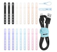 Silicone Cable Ties,18 PCS Reusable Silicone Cable Ties Multipurpose Elastic Cord Straps for Cable Management USB Charging Cords Computer Wires & Home Appliances Cord Organizer