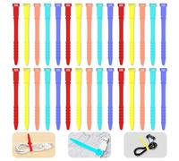 Silicone Cable Ties 4.5inch Reusable Cable Ties, 30pcs Reusable Zip Ties Elastic Silicone Cord Organizer Straps Ties for Charging Cables USB Cables Earphones Cable Audio(11.3cm, 30pcs, Warm-Color)