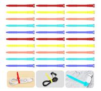 Silicone Cable Ties Cord Organizer, 4.5" Reusable Zip Ties, 30pcs Rubber Cable Ties Straps for Wire Management, Elastic Cable Organizer for Home Office Supplies(11.3cm, 30pcs, Multicolor - Warmcolor)