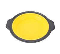 Silicone Cake Pan Foldable Press Type Quick Release Round Baking Pan for Layer Cake Cheese Cake Chiffon Cake Premium Heat Resistant Safe Material Easy Demold Space Saving Kitchen (Yellow)