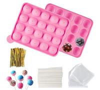 Silicone Cake Pop Mold, 20 Cavities Cake Pop Mould with 100PCS Treat Sticks, Bags and Twist Ties, Chocolate Lolly Moulds, for Hard Candy, Chocolate, Jelly, Lollipop Mold