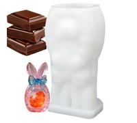 Silicone Candle Holding Molds,Easy-releasing Food-Worthy Mold | Easter Bunny Candle Making Mold With Rabbit Ears And Bowknot Design | For & Kitchen,DIY,Art,Statue Casting with Plaster,Making