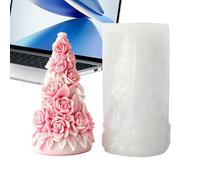 Silicone Candle Mold - 6x10.6cm Tree Decor, Festive Rose Mold, DIY Crafts Tool With Flexible Reusable Non Stick Design | Seasonal Decor Craft For Home Workshop Art Creation Party Use Beginner Friendly