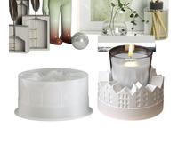 Silicone Candle Mold, Round House Tealight Form, Heat Resistant Casting Tool with, Flexible Silicone Craft Mold, Decor Making Tool with Mini House Style, Tealight Holder Molds for Home