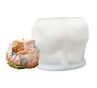 Silicone Candle Mold Set, Floral Angel Figure Forms, Flexible Non Stick Craft Casting Tools with Fine Detail Cavities, Heat Resistant Pouring Shapes, Handmade Creation Accessories Designed