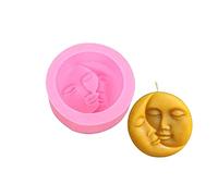 Silicone Candle Mold- Sun and Moon Face Mould Valentine's Day Candle Soap Making Molds Fondant Mould for Cake, Chocolate, Bath Bomb