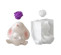 Silicone Candle Molds - 3D Rabbit Reusable Non-Stick Crafts - Bunny Flower Pot Candle Mold | for Friends Students Adults Men Women Easter Birthday Party Home Indoor