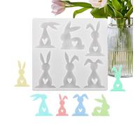 Silicone Candle Molds | 6 Cavities Rabbit in Concrete and Craft, Plaster Mold for Soap, for Table Centerpiece for Party and Dinner Home, Room, Holidays and Weddings