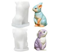 Silicone Candle Molds - Cute 3D Bunny Figurines, 2 Pack Rabbit Candle Craft Molds for Plaster, Chocolate, Clay, Ideal for Living Room, Bedroom, Kitchen, Classroom, Easter, Party or Wedding