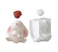 Silicone Candle Molds - Reusable 3D Rabbit Non-stick Accessory,Silicone Mold For Rabbit Figure,For Family, Friends And Students On Easter And Birthday At The