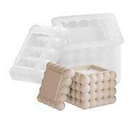 Silicone Candle Mould - 3D Bubble Cube, Plaster Storage Box, Reusable Plaster Epoxy Resin Craft Mould, Square Geometric Home Decor Tray, Flexible Non-Stick Bakeware Set | For Soaps