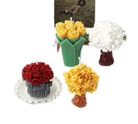 Silicone Candle Mould， Silicone Candle Mold Set with Rose Peony and Lily Flower Designs for DIY(Rose Basket Mold)