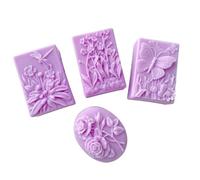 Silicone Candle Mould Square Handmade Soap Silicone Mold DIY Aromatherapy Candle Plaster Car Fragrant Stone Abrasive Tool(Butterfly Grass)