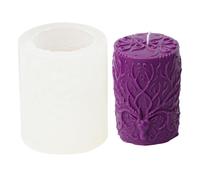 Silicone Candle Mould White - 339G Cylindrical Candle Mould, Antler Pattern Candle Making Moulds, Handmade Pillar Spire | Handmade at Home Wedding Dinner Party for Chocolate Decoration