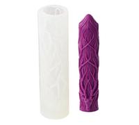 Silicone Candle Mould White - 339G Cylindrical Candle Mould, Antler Pattern Candle Making Moulds, Handmade Pillar Spire | Handmade at Home Wedding Dinner Party for Chocolate Decoration