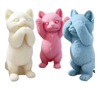 Silicone Candle Moulds Large Cute Cat Silicone Candle Mould DIY Stand Pet Soap Resin Making Tool Animal Chocolate Cake Mold Plaster Doll for DIY(A)