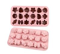 Silicone Candy Moulds, 2-Piece Non-Stick Kitchen Helper, Cute Flower Soap Mould Made of Silicone for Making Cubes, for Dessert, Fondant, Soap and
