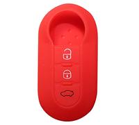 Silicone Car Key Cover, Car Key Protection Case Skin Jacket for Fiat 500 500C Panda Stilo Punto Doblo Grande Bravo Kasten Ducato Minibus etc. 3 Buttons (Red)