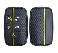 Silicone Car Key Cover Case fit compatible for Land Rover Range Rover Sport Evoque Freelander Velar Discovery 4 Jaguar XE XJ XF Guitar Key Shell Accessories,Yellow Line