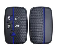 Silicone Car Key Cover Case fit compatible for Land Rover Range Rover Sport Evoque Freelander Velar Discovery 4 Jaguar XE XJ XF Guitar Key Shell Accessories,Blue Line