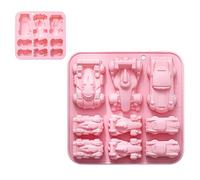 Silicone Car Mold - Food Grade 9 Cavity, Easy Release Non Stick Miniature Racing Design | Ice Cubes Tray Baking Chocolate Cake Drip for Plaster Clay Epoxy Resin Soap Candle Beginners Kids