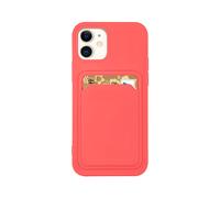 Silicone Card Holder Protection Case Compatible With iPhone 12 Mini in Pink Citrus