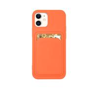 Silicone Card Holder Protection Case Compatible With iPhone 12 Pro Max in Orange