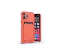 Silicone Card Holder Protection Case Compatible with iPhone 14Pro/15Pro in Pink Citrus
