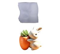 Silicone Carrot Shaped Planter Mold with Hare Design for Resin Concrete Cement Decorative Holder Creation Resin Jewelry Trays
