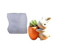 Silicone Carrot Shaped Planter Mold with Hare Design for Resin Concrete Cement Decorative Holder Creation Candy Dish Mold with Hare Design