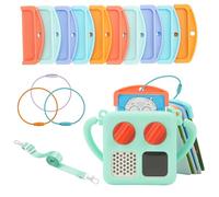 Silicone Case & Card Holder Set for Yoto Mini, Protective Silicone Cover with Adjustable Shoulder Strap, 10 Pcs Card Storage Holders with Steel Loops, Portable Travel Accessories for Yoto Player