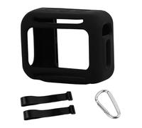 Silicone Case Compatible for JBL Go 5, Full Coverage Audio Speaker Protective Travel Cover Carrying Storage Pouch Portable Sleeve Skin Shell with Strap Carabiner(Case Only) (black)