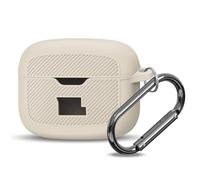 Silicone Case Compatible with JBL Tune Buds, Shock Proof Waterproof Portable Protective Cover with Metal Carabiner [Front LED Visible] White