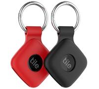 Silicone Case Compatible with Tile Mate 2024, 2 Pack Soft Scratch Resistant Cover with Carabiner Accessories, Secure tag Holder for Bag, Black+Red