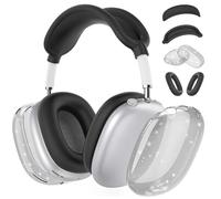 Silicone Case Cover for AirPods Max, Clear Soft TPU Ear Cups/Pad/Headband Cover, Transparent Accessories (USB-C), Glitter Black