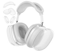 Silicone Case Cover for Airpods Max Headphones, Soft Clear Ear Pad Case Ear Cups Headband Cover for Airpods Max 2024/2020, 3-in-1 Accessories Protective Case (Clear White)