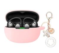 Silicone Case Cover for SHOKZ OpenDots Air Earbuds with Bling Keychain | Shockproof Protective Case for Shokz OpenDots Air Open-Ear Wireless Earbuds with Accessories for Women Girl (Pink)