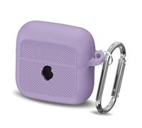 Silicone Case Cover for Skullcandy Mod, Portable Scratch Absorbing Anti-Drop LED Protective Case Compatible with Skullcandy Mod Wireless Earbuds with Keychain【Visible Front Logo】 Pale Taro Purple1