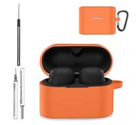 Silicone Case Cover for Sony WF-1000XM6, Soft Skin Silicone Case Cover for WF-1000XM6 with Keychain, Washable & Sweatproof, Full Protective Case for Men and Women, Orange