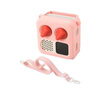 Silicone Case Cover for Yoto Mini (2024 Edition), TXEsign Travel Carrying Case with Adjustable Shoulder Strap Protective Cover for Yoto Mini Player (Pink)
