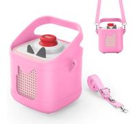 Silicone Case Fits for Toniebox 2 Audio Player, Shockproof Protective Cover with Handle & Adjustable Shoulder Strap,Pink