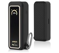Silicone Case for Anker Prime Power Bank 20100mAh 220W Travel Protective Cover, Full-Body Shockproof | Compact | Tactile Grip | Impact Protect for Anker Power Bank 220W with Keychain (Black White)
