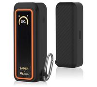 Silicone Case for Anker Prime Power Bank 20100mAh 220W Travel Protective Cover, Full-Body Shockproof | Compact | Tactile Grip | Impact Protect for Anker Power Bank 220W with Keychain (Black Orange)