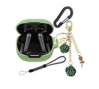 Silicone Case for Anker Soundcore Liberty 4 NC with Cute Keychain Lanyard Shockproof Protective Cover Compatible with Earbuds Soundcore Liberty 4 NC Charging Box Case Cover for Women Men (Green)